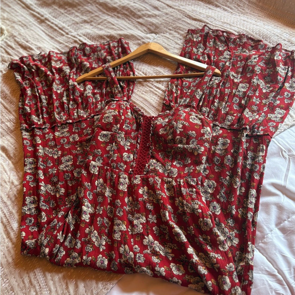 American Eagle Outfitters Boho Cottagecore Floral Jumpsuit with Flare Leg. 2 - Picture 5 of 13